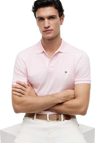 Tommy Hilfiger Herren Poloshirt Kurzarm Liquid Cotton mit Knopfleiste, Rosa (Pink Lily), XS – Ansicht 3
