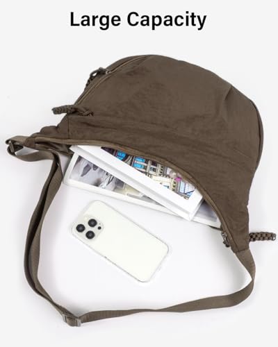Women's Nylon Hobo Crescent Crossbody Bag, Multi-Pocket Sling Bag, Half Moon Shoulder Purse2