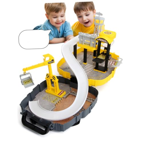 Beaupretty Juguetes de Tráfico para Modelo de Parking Tridimensional Ensamblable Vehículo de Construcción y Excavadora Plástico Amarillo Mochila Portátil para Fiestas Aire