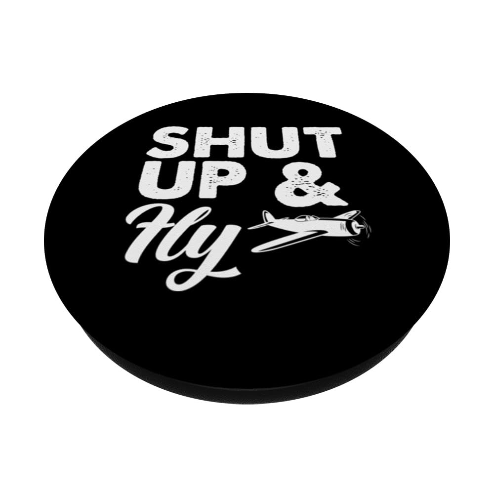 Fly Aircraft Plane Pilot In Training Pilot PopSockets Swappable PopGrip, Black - Image 2