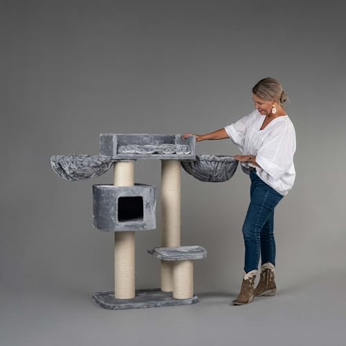 RHRQuality Árbol rascador para Gatos Grandes - Devon Rex Plus - 120 cm de Altura - con Postes de...