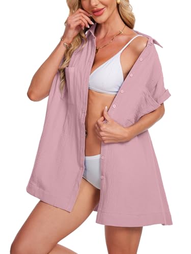 Image of Breezy Lane Beach Cover Up for Women Button Down Shirt Swimsuit Coverup Bathing Suit Cover Ups for Swimwear Vacation