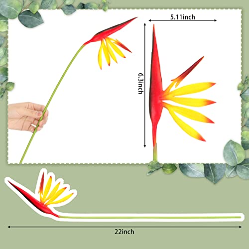 10 Pieces Bird Of Paradise Artificial Plant 22 Inch Hawaiian Tropical Flowers Faux Flowers Bouquet Large Elegant Green Plant For Home Garden Decoration Office Verandah Wedding Decor Supplies (Yellow) #TOP6