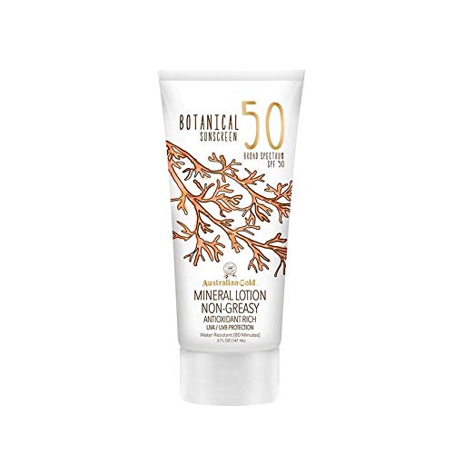 Australian Gold SPF 50 Botanical Sunscreen Mineral Lotion, 5 Fluid Ounce