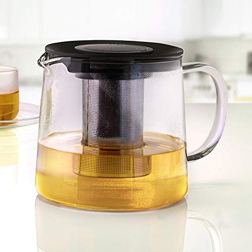 Image of Borosil Carafe Flame Proof Glass Kettle with SS Infuser, 1L