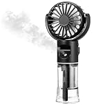Portable Electric Handheld Fan with Water Mist Spray, Mini USB Hand Fan Rechargeable with 4 Speed, Battery Powered Small Fan Handheld for Holiday Office Outdoor, Travel Accessories for Women (Black)