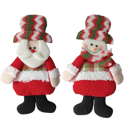 Enfeite de Natal para Pendurar Papai Noel e Boneco de Neve 13 x 22cm - Kit 2 Unidades