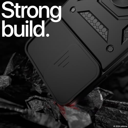 Image of Pikkme D10 Tough Armor Bumper Case | 360 Protection Case | Sliding Camera Shield Cover & Ring Holder Stand Back Cover for Nokia G42 5G (Black)