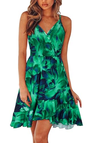 Image of Newshows Women's Lightweight Summer Wrap Dress 2026 V Neck Spaghetti Strap Midi Beach Vacation Sundress