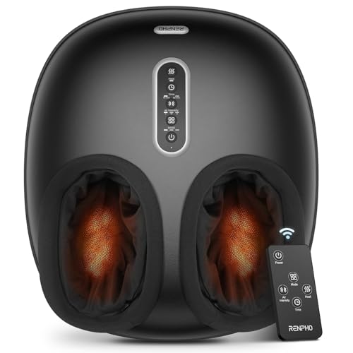RENPHO 2026 [Upgraded] Foot Massager with Heat, Mothers Day Gifts for Mom Shiatsu Foot Massager for Plantar Fasciitis, Deep-Kneading, Air Squeezing Feet Massager, Size 12 Deep Grey