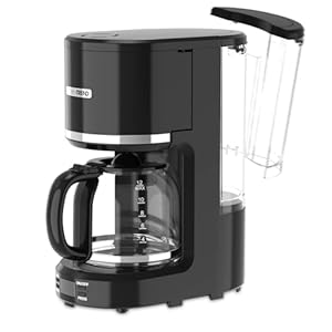 12-Cup Programmable Coffee Maker with Permanent Filter, Removable Water Reservoir Coffee Machine, Drip Coffee Maker, Delay Brew, Timer & Keep Warm, Swing Open Brew Basket, Black