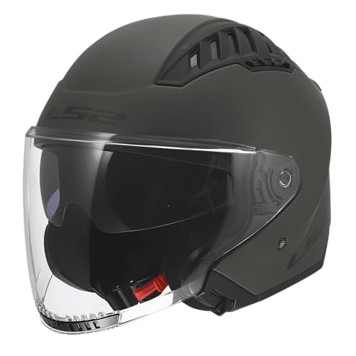 Casque jet LS2 Copter II Solid vert militaire taille L pour moto