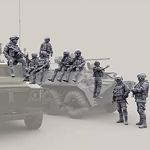 weizhang 1/35 Modern Russian Commando Resin Soldier Model Kit (9 persone, no auto) non verniciato e autoassemblato kit in miniatura pressofuso-T7K05