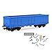 Evemodel 2pcs HO Scale High-Side Gondola Car 1:87 Railway Wagons Rollong Stock Container Carriage 1:87 Freight Car (Blue)