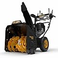 Poulan Pro PR241 24" Gas Snow Blower, 212cc, 2-Stage Electric Start Snow Thrower, Self-Propelled with 210° Remote Chute, 40ft Throwing Distance, Heated Grips, LED Lights, Steel Auger and 14" Tires
