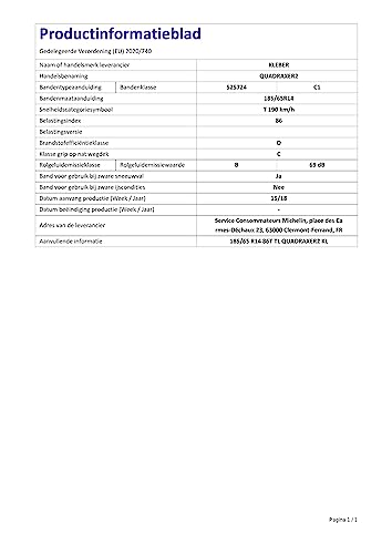 Kleber QUADRAXER2-185/65R14 86T - Pneumatici per