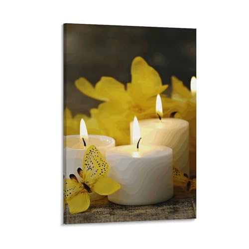 Toile papillon jaune pour embellir un salon ou mur vide 50x75