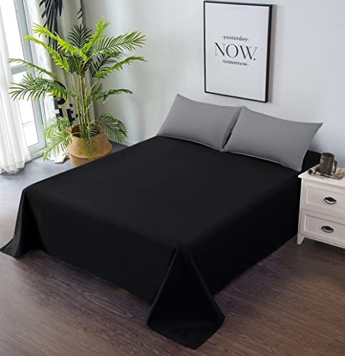 Bht Premium Microfiber Flat Sheet - Hotel Luxury 1800 Bedding Cooling Top Sheet - Softest Sheets - Wrinkle, Fade, Stain Resistant (Black, King) #TOP13