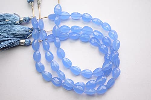 Quartz calcédoine bleu 7x10mm en paires pour boucles d'oreilles parfaites