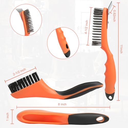 Image of Wire Brush Cleaning Set 3Pc,Detail Brush 10-1 /2 inch and 8 inch,for Cleaning Welding Slag,Rust and Dust.Stainless Steel Brushes with Strong Handle & Metal Scraper,from VASTOOLS