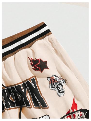 Men's Y2K Graphic Basketball Shorts Striped Trim Drawstring Waist Workout Drippy Shorts4