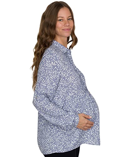 Eliana Button Down Maternity Blouse - Nursing Blouse - Maternity Blouses For Work - Maternity Work Clothes Storm Blue #TOP1