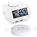 Homtime Alarm Clocks with Wireless Shaker: 3 Level Intense Vibrating Shaker for Heavy Sleepers/Deaf/Hearing Disorder - Digital Alarm Clocks with Speaker & Dual Charging Ports (White)