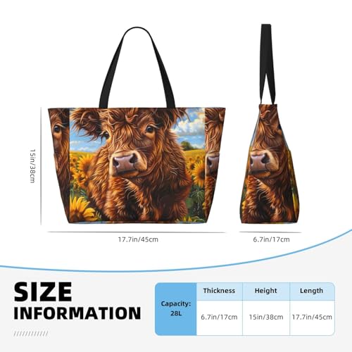 Cloud Sky Sunflower Cow Print Beach Pool Bags Tote For Women Ladies Large Gym Tote Carry On Bag For Weekender Travel Waterproof4