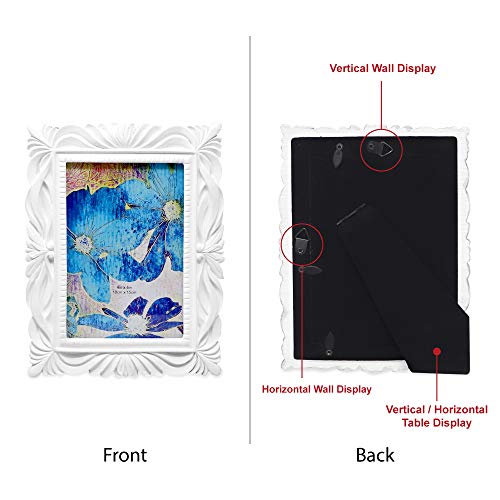 Isaac Jacobs 4X6 White Wave Textured Hand-Crafted Resin Picture Frame With Easel & Hook For Tabletop & Wall Display, Decorative Swirl Design Home Décor, Photo Gallery, Art, More (4X6, White) #TOP1