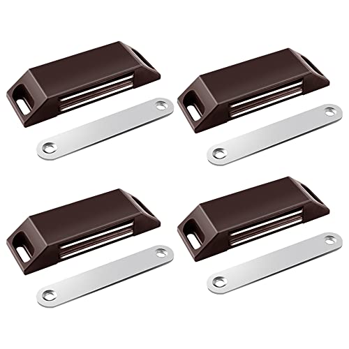 ZUONAI - Juego de 4 imanes magnéticos para puerta de cocina, resistentes, para puertas de armarios, cierres de cajones, color marrón Cover