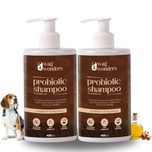 Image of 400ml Probiotic Shampoo for Dogs Natural Care, Helps in Improves Skin Health, Shinier Skin, Helps Itch & Allergy Relief, Reduced Odor, NO Sulphates, NO Parabens (Pack of 2)