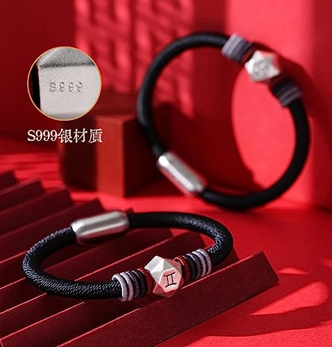 Pulsera doce constelaciones S999 para hombre de lujo ligero con diseño retro zodiacal asiatico 7