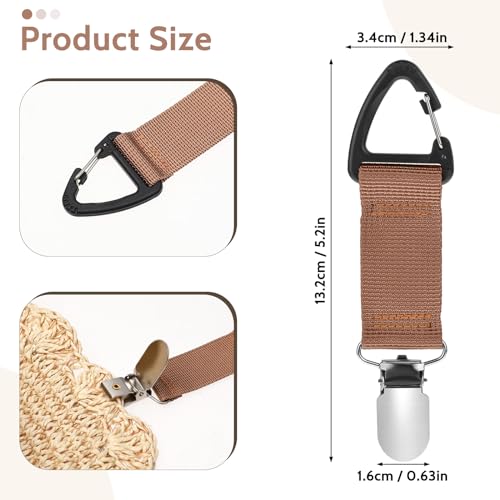 3 PCS Travel Hat Clip for Handbags, Backpacks, and Luggage, Elastic and Magnetic Hat Holder, Multifunctional Duckbill Clip, Outdoor Travel Accessory for Women, 3 Colors (Black, Khaki, Grey)2