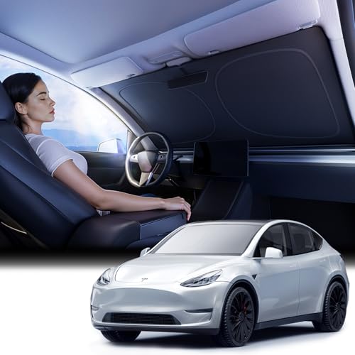 Nmoiss Car Windshield Sun Shade [Dot Matrix Reflective Coating] Extended Edge No Light Leakage Design Cooling Protect Car Interior from UV Damage Medium