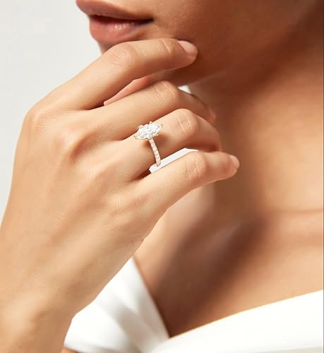 TIGRADE 2CT Engagement Ring for Women Marquise Cut Cubic Zirconia Wedding Band CZ Promise Anniversary Ring Size 3-124