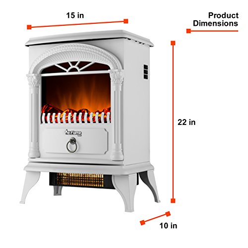 E-Flame Usa Hamilton Indoor Compact Freestanding Electric Fireplace Space Heater - Realistic 3-D Wood Burning Flame (Winter White) #TOP3