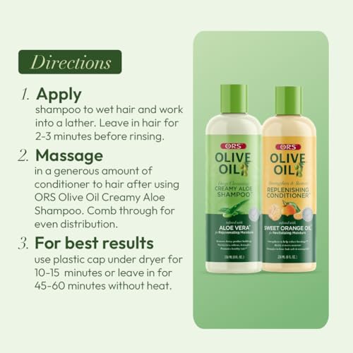 ORS Olive Oil Shampoo & Conditioner with Aloe Vera & Orange Oil for Moisture, Strengthen & Restore 2 Piece Set