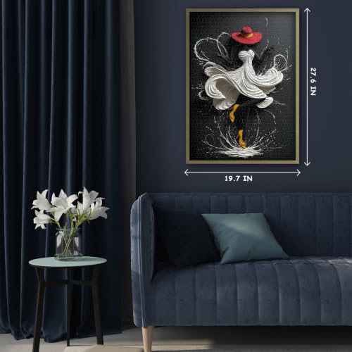 Puzzle Mujer Negra para Adultos 1000 Piezas, Rompecabezas Estético Bailarina | Elegante Rompecabezas Imposible Dama con Sombrero Rojo, Arte de Pared Mujer Negra miniatura 3