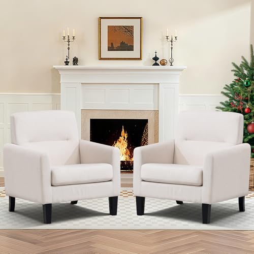 Sillón con asiento de tela beige confortable
