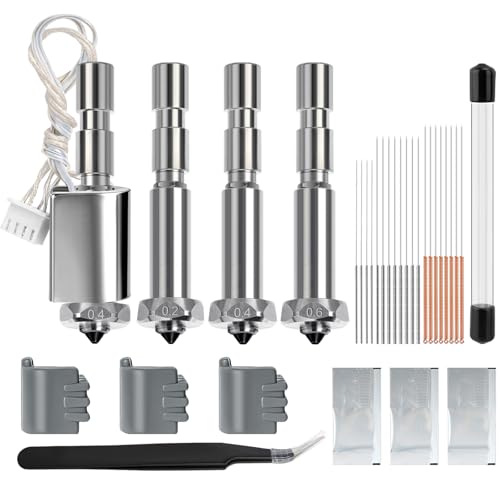CASMIGC Céramique Hotend pour Kobra 3 Max/max Combo, avec Buses 0,2/0,4/0,6mm, Haute Puissance De Chauffage, Résistant À La Température Jusqu'à 300 °C, avec Aiguilles De Nettoyage