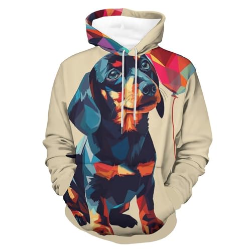 Sweat à capuche imprimé chien et ballons, cadeau idéal en S