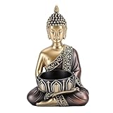 Matériau en résine : le bougeoir figurine de méditation est fabriqué en résine, facile à nettoyer et à entretenir, une décoration durable.