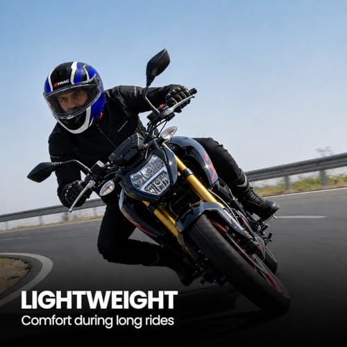 Image of Xtrac Arc Full Face Graphic Helmet for Men & Women, ISI Certified Motorcycle Helmet with Scratch Resistant Wide Visor, Lightweight Design & Quick Release Chin Strap for Bike Riding