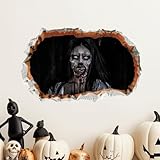 23.2×15.7 Inch 3D Halloween Wall Door Decals Horror Women Bloody Long-haired Woman Wall Stickers for Party Decor