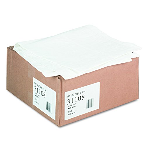 "Tatco 31108 Paper Table Cover, Embossed, w/Plastic Liner, 54"" x 108"", White (Case of 20)" (TCO31108)
