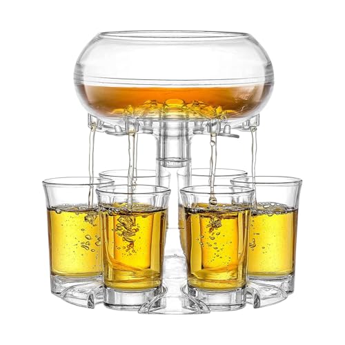 Distributeur De Boissons - Distributeur De Vin, Distributeur De 6 Verres à Liqueur - Acrylique Distributeur de verres à shot 6 Modes d'Éclairage pour Déco et Vin - Blanc Et Rouge