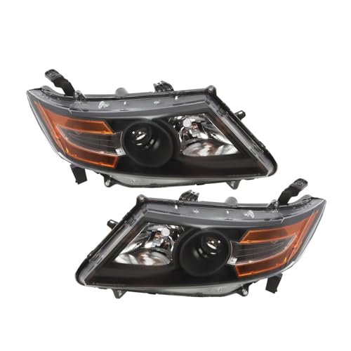 Jecoupoon Black Halogen Headlights Compatible with Odyssey 2011-2017 Headlamp w/o Bulb Left & Right 33150TK8A02 33100TK8A02