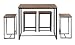 Abington Lane 5-Piece Kitchen/Dining Table Set W/Four (4) Stools - Versatile, Tall, Modern Table Set for The Contemporary Home - (Walnut Finish)