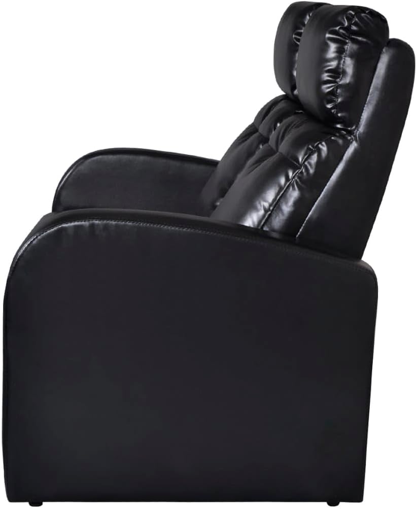 vidaXL 2-Seater Home Theater Recliner Sofa, Recliner Loveseat with Adjustable Backrest and Footrest, Reclining Sofa, Modern Style, Black Faux Leather