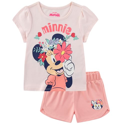 Disney Minnie Mouse Girls Short Sleeve Shirt and Mesh Shorts Set for Toddler to Big Kids